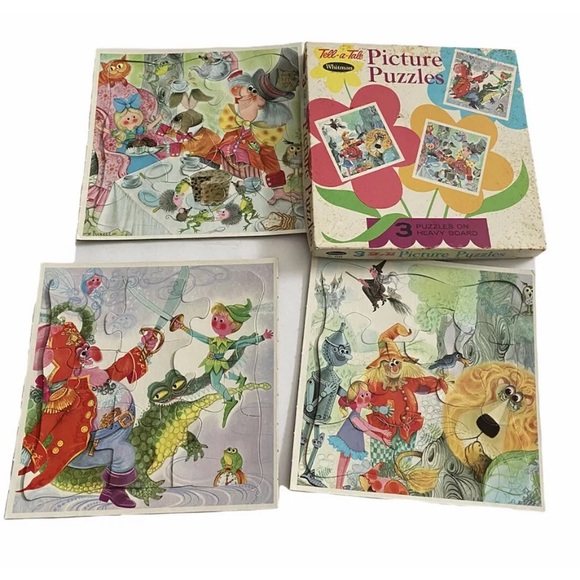 Vintage Other - Vintage 1967 Whitman Tell A Tale 3 Cartoon Kids Puzzles